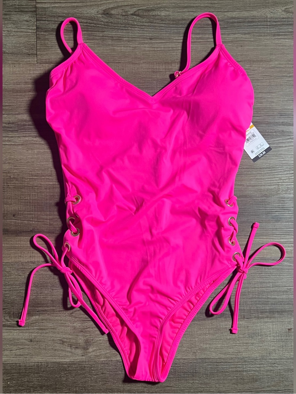 Sofia By Sofia Vergara Pink Side Lace One Piece Swim Suit